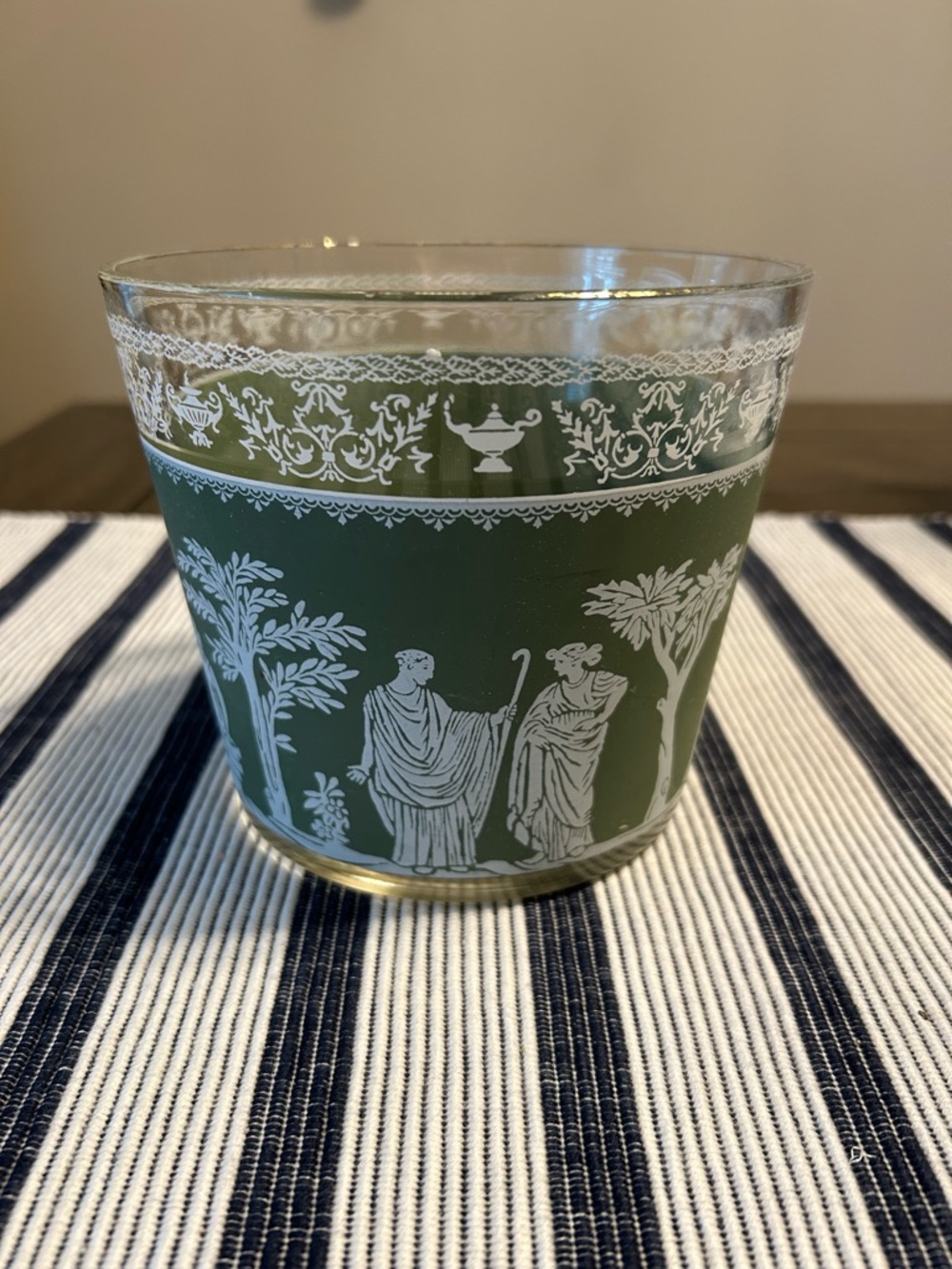 Vintage Jeanette Hellenic Green Grecian Ice Bucket